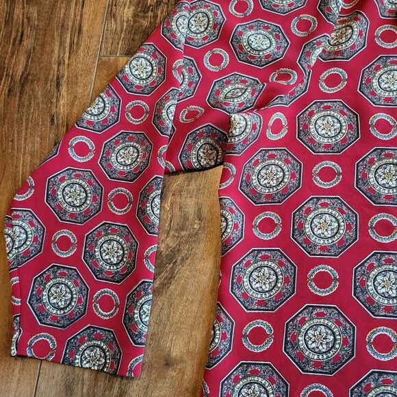 Christie & Jill Red Geometric Print Button Front Blouse Size 20 Top Retro Boho - Picture 9 of 15
